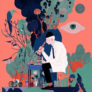 Florautomaton style, Midjourney V7: editorial illustration for popular scientific magazine cover