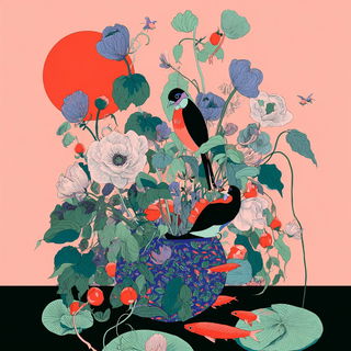 Florautomaton style, Midjourney V7: creative pattern composition