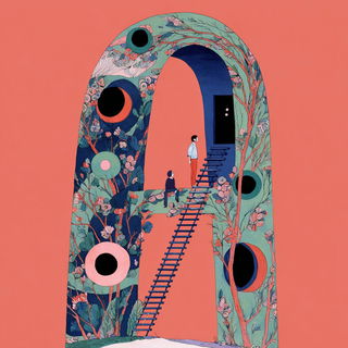 Florautomaton style, Midjourney V7: typographic composition with large letters