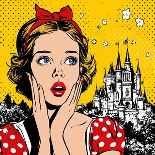 Enamelocomic style, Midjourney V7: retro fairy-tale illustration