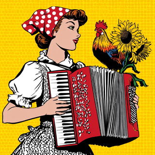 Enamelocomic style, Midjourney V7: traditional folk art