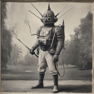 Acheron Monument style, Midjourney V7: concept art character design of retropunk steam knight