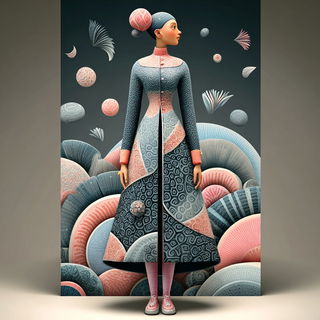 Pigmentarium style, Midjourney V7: haute-couture fashion outfit