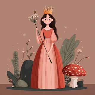 Pomegranate Glasshouse style, Midjourney V7: retro fairy-tale illustration