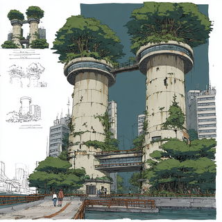 Copper Resistworld style, Midjourney V7: megacity with futuristic bioarchitecture