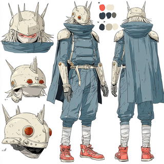Copper Resistworld style, Midjourney V7: concept art character design of retropunk steam knight