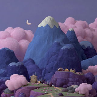 Cliffpastel style, Midjourney V7: abstract 3D render