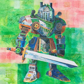 Driftcolor style, Midjourney V7: concept art character design of retropunk steam knight