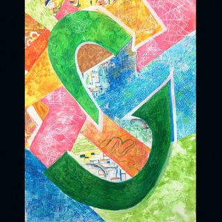 Driftcolor style, Midjourney V7: typographic composition with large letters