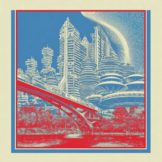 Cosmigravure style, Midjourney V7: megacity with futuristic bioarchitecture