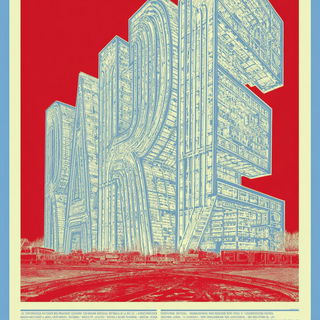 Cosmigravure style, Midjourney V7: typographic composition with large letters