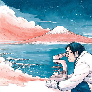 Cloudglassism style, Midjourney V7: editorial illustration for popular scientific magazine cover