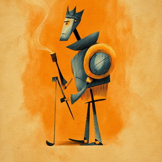 Cinder Fume Towers style, Midjourney V7: concept art character design of retropunk steam knight