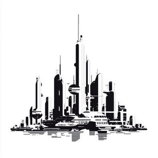 The Blackround Society style, Midjourney V7: megacity with futuristic bioarchitecture