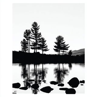 The Blackround Society style, Midjourney V7: realistic landscape photograph of quiet dawn