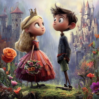 Giantletteria style, Midjourney V7: retro fairy-tale illustration