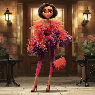 Giantletteria style, Midjourney V7: haute-couture fashion outfit