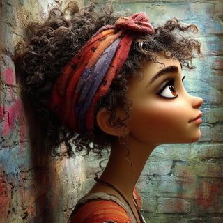Giantletteria style, Midjourney V7: photographic portrait of female protagonist