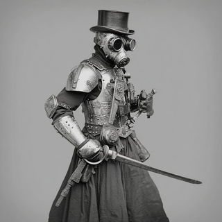 Celskin Cabinet style, Midjourney V7: concept art character design of retropunk steam knight