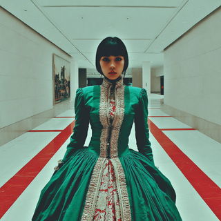 Cinemadance style, Midjourney V7: haute-couture fashion outfit