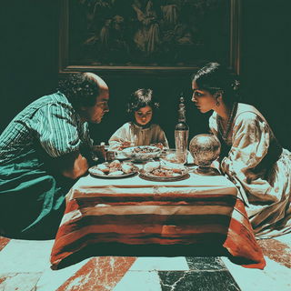 Cinemadance style, Midjourney V7: classical 18th-century oil painting