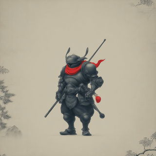 Voidbank Serigraphy style, Midjourney V7: concept art character design of retropunk steam knight