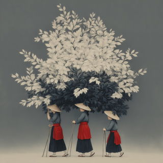 Voidbank Serigraphy style, Midjourney V7: traditional folk art