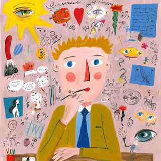 Crayon Contraption style, Midjourney V7: editorial illustration for popular scientific magazine cover
