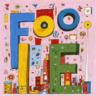 Crayon Contraption style, Midjourney V7: typographic composition with large letters