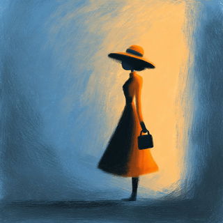 Blue Hour Divide style, Midjourney V7: haute-couture fashion outfit