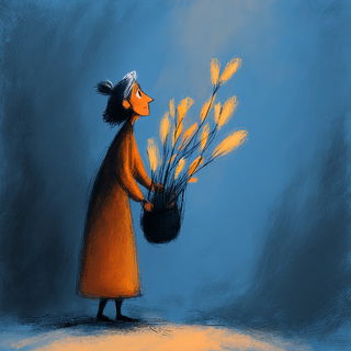 Blue Hour Divide style, Midjourney V7: traditional folk art