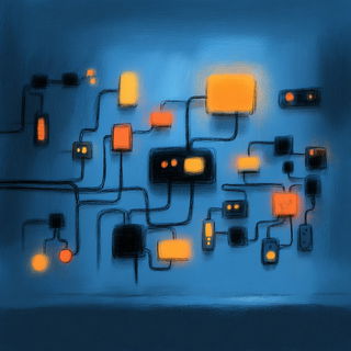 Blue Hour Divide style, Midjourney V7: technical infrastructure blueprint schematics