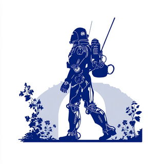 Sacralithograph style, Midjourney V7: concept art character design of retropunk steam knight