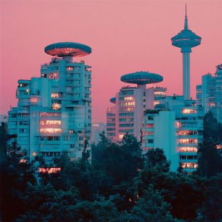 Glazepunk style, Midjourney V7: megacity with futuristic bioarchitecture
