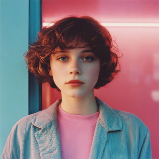 Glazepunk style, Midjourney V7: photographic portrait of female protagonist