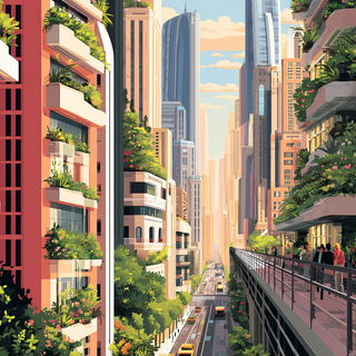 Redstone Isopleth style, Midjourney V7: megacity with futuristic bioarchitecture