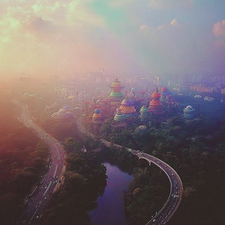 Chromacloud Cinema style, Midjourney V7: megacity with futuristic bioarchitecture