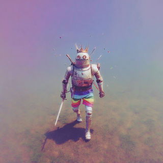 Chromacloud Cinema style, Midjourney V7: concept art character design of retropunk steam knight