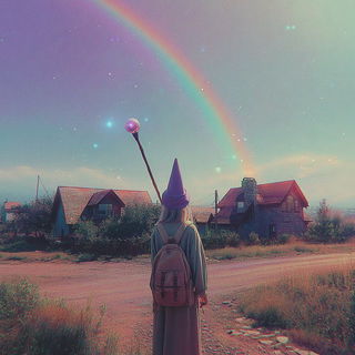 Chromacloud Cinema style, Midjourney V7: retro fairy-tale illustration