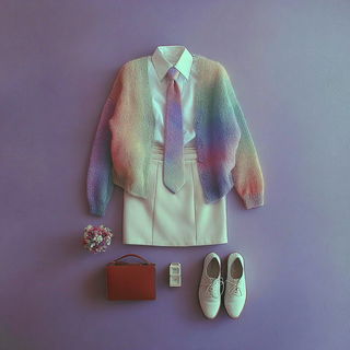 Chromacloud Cinema style, Midjourney V7: haute-couture fashion outfit