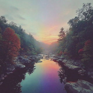 Chromacloud Cinema style, Midjourney V7: realistic landscape photograph of quiet dawn