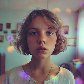 Chromacloud Cinema style, Midjourney V7: photographic portrait of female protagonist