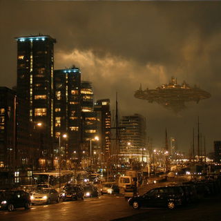 Grit Baroque Portraiture style, Midjourney V7: megacity with futuristic bioarchitecture