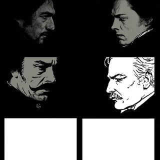 Grit Baroque Portraiture style, Midjourney V7: black-and-white manga comic strip