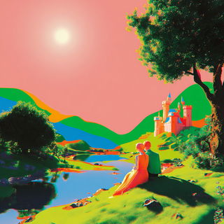 Fluorobaroque style, Midjourney V7: retro fairy-tale illustration