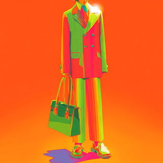 Fluorobaroque style, Midjourney V7: haute-couture fashion outfit
