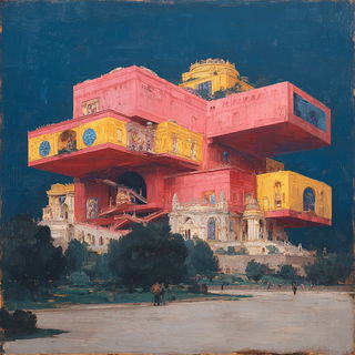 Baroquechromia style, Midjourney V7: megacity with futuristic bioarchitecture