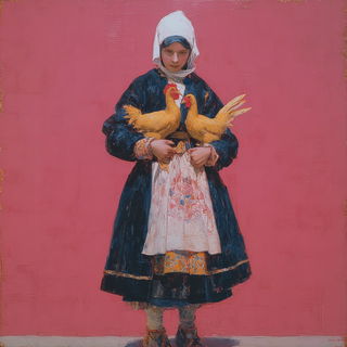 Baroquechromia style, Midjourney V7: traditional folk art