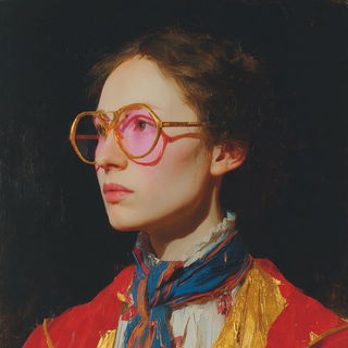 Baroquechromia style, Midjourney V7: photographic portrait of female protagonist