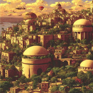 Ramspire Pastoral style, Midjourney V7: megacity with futuristic bioarchitecture